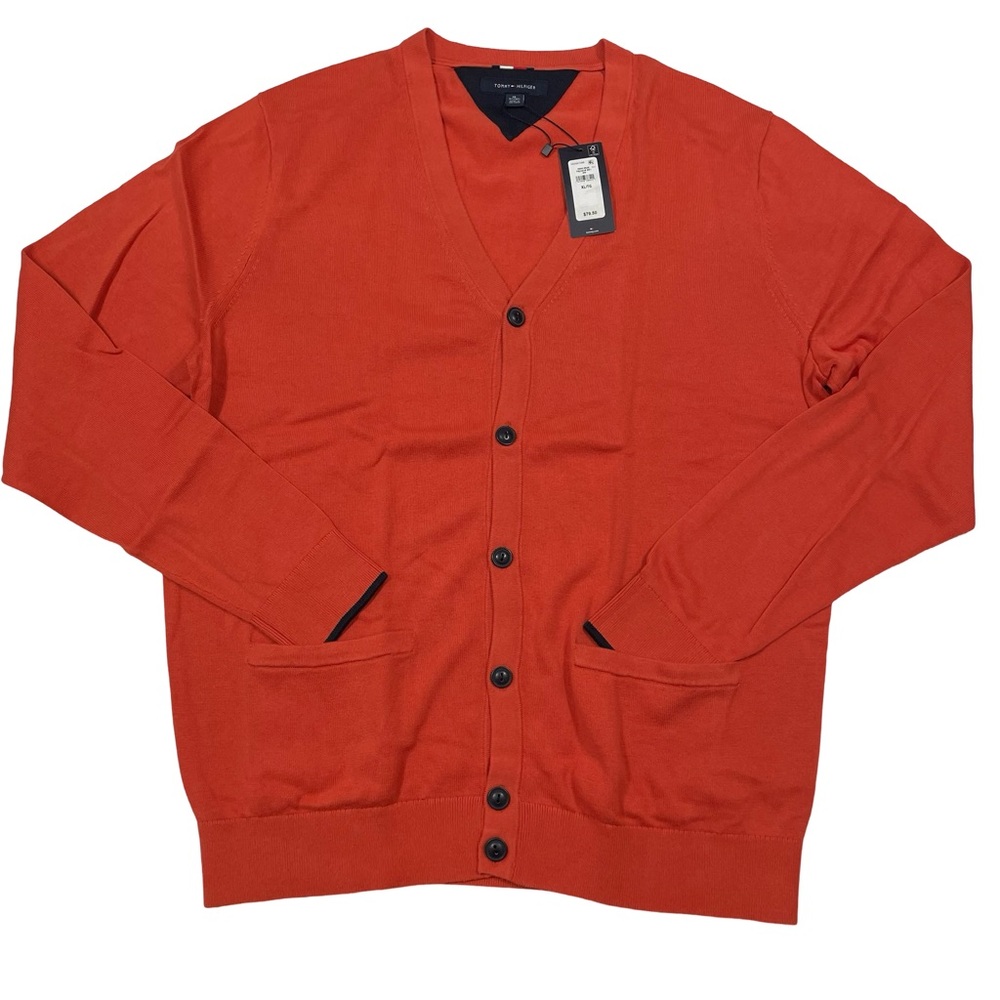 Tommy Hilfiger Size XL Orange Cardigan Sweater (Retail Price $80)